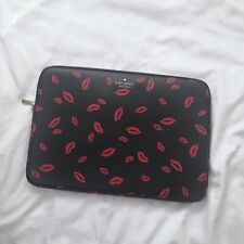 New Kate Spade Madison Lip Toss Printed Laptop Sleeve Black KF351 $110 picture