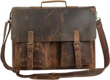 Vintage Leather Messenger Laptop Briefcase Satchel Computer Bag for Women & Men picture