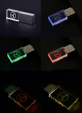 USB Flash Drive 2.0 Metal Stick Car Logo Mercedes Fan Lover Gift Cool LED Light  picture