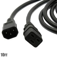 10ft C14 to C19 14/3 Gauge 3 Prong Power Adapter Cable/Cord 10Amp 125V SJT Black picture
