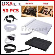 50Pcs Cable Straps Black Wire Cord Hook Loop Ties Reusable Fastening Organizer picture