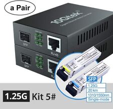 2-PACK 10/100/1000M Media Converter 20-km with a Pair of BIDI SFP Module picture