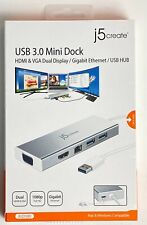 J5 Create USB 3.0 Hub Mini Dock HDMI & VGA Dual Display /Gigabit Ethernet JUD380 picture