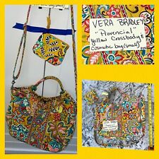 Vera Bradley Crossbody Purse & Cosmetic Bag Provencial Yellow Floral Paisley Lot picture
