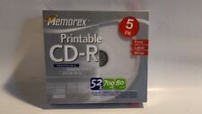 Memorex Printable CD-R- 5 Pack -52x-700-MB-80 Mins Factory Sealed picture