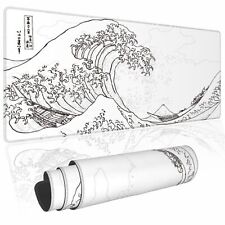 Japanese Sea Wave Large Mouse Pad Anime White Gaming Mouse Pad Kanagawa Mouse... picture