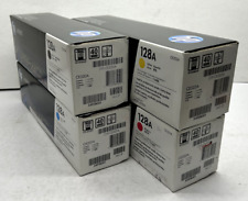 Set of 4 HP 128A CMYK Toner Cartridges CE320A CE321A CE322A CE323A Sealed Boxes picture