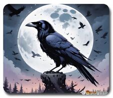 RAVENS & FULL MOON - Mouse Pad / PC Mousepad - Gothic Art Horror Haunted Gift picture