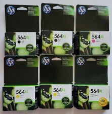 6 Boxes - Genuine HP 564XL 2-Black, 2-Yellow, 1- Magenta, 1 Photo.  picture