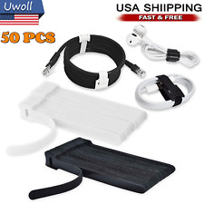 50-100 Cable Straps Black Wire Cord Hook Loop Ties Reusable Fastening Organizer picture