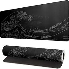 Japanese Sea Wave Large Mouse Pad Anime Black Gaming Mouse Pad Extended Kanagawa picture