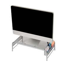 Metal Mesh Monitor Stand, Laptop Riser with 2 Compartments, Silver picture