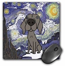 3dRose Funny Cute Weimaraner Puppy Dog in Starry Night Van Gogh Art MousePad picture