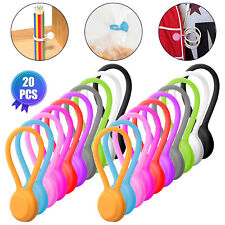 20Pcs Reusable Silicone Cable Ties 4.3in Magnetic Cable Organizers Cords Keeper picture