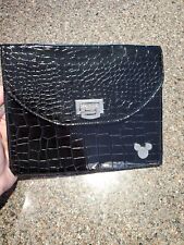 Disney Parks Black Mickey Alligator Croc Embossed Tablet Ipad Case Clutch  picture