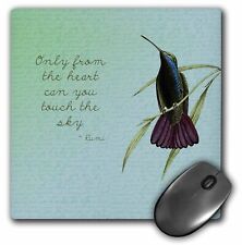 3dRose Hummingbird vintage with Rumi quote inspirational art MousePad picture