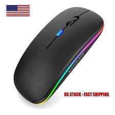 Ultra-thin Mini Wireless Mouse Rechargeable LED Colorful Light 2.4Ghz Silent RGB picture