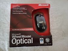 Vintage Microsoft Wheel Mouse Optical Mouse Black USB PS2 New Factory Sealed picture