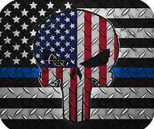 Thin Blue Line Punisher Mouse Pad - Police Mouse Pad - Diamond Plate picture