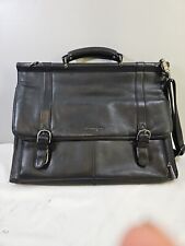  Kenneth Cole New York Leather Messenger Bag. Shoulder Strap Black B55 picture