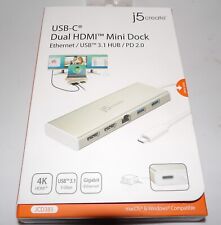 J5 Create JCD381 USB Type-C Dual HDMI Mini Dock Ethernet/ USB 3.1 HUB/ PD 2.0 picture