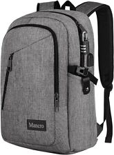 Mancro 17.3 inch Laptop Bag Backpack Grey Gray Anti-theft Lock w/ USB Port NEW picture