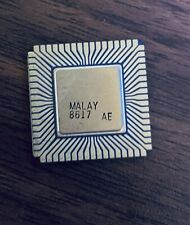 Vintage Collectible Gold Purple Ceramic Intel 1983 CPU Chip R8207-8 picture