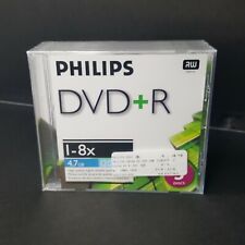 Philips 5 Pack DVD R 4.7 CD High Speed 1 8X 700MB 120 Minutes New w Jewel Cases picture