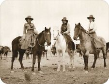 3 More Rodeo Cowgirls Photo On Horseback Art Standard Mouse Pad Vintage 1931 picture