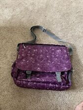 NWOT J World Messenger Bag Purple White Floral Heart Print Laptop Travel Bag picture