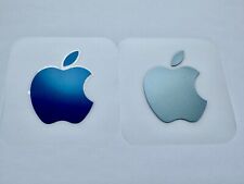 2 Genuine Apple Logo Stickers ( Dark and Light Metallic Blue)     picture