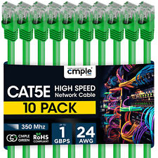 10 PCS Cat5e Patch Cable 1.5-15ft Premium Ethernet Cord for Home & Office Green picture