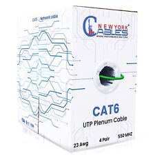 CAT6 Plenum 1000ft Bulk CMP Internet Wire 23AWG 550MHz UTP Ethernet Cable Green picture