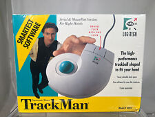 Vintage Logitech Trackman Trackball Corded Marble Mouse Model 4095 Right Hand picture