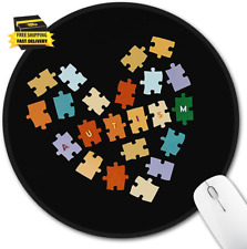 Small Mouse Pad, Autism Awareness round Mousepad with Non-Slip Rubber Base, Stit picture