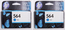 2 Pack Genuine HP 564 Cyan Ink Cartridge CB318WN DeskJet 3520 3521 3522 - 7/2022 picture