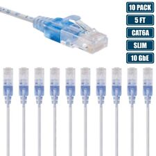 10 Pcs 5FT Slim CAT6A RJ45 Ethernet LAN Network UTP Patch Cable Cord 30AWG White picture