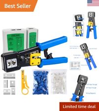 Pass Through RJ45 Crimp Tool Kit with Network Cable Tester & 50PCS Connectors picture