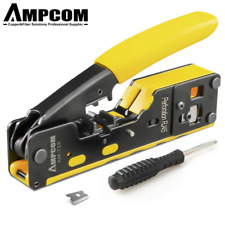AMPCOM RJ45 RJ11 Pass through Crimping Tool for Cat7/6A Cat6/5 Ethernet Plugs  picture