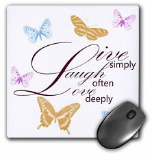 3dRose Live, Laugh, Love with Pretty Butterflies MousePad picture