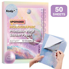 50 Pk UPGRADED Koala Holographic Printable Vinyl Sticker Paper Glossy Waterproof picture