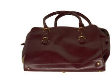 Alberta Di Canio Burgundy Italian Patent Leather Vintage Sleek Laptop Bag picture