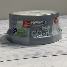 Memorex Printable CD-R 30 Pack 52x 700MB 80 Minutes Print Label Write New Sealed picture