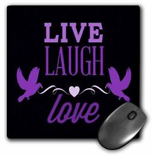 3dRose Live, Laugh, Love In Purple With A Heart And Two Birds MousePad picture