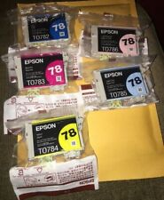 SET 5 Genuine Sealed Epson T0782 T0783 T0784 etc Ink Cartridges NO BLACK 78 picture