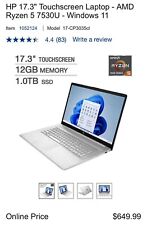 HP 17-CP3035CL 17.3'' (1TB SSD AMD Ryzen 5 7530U 12GB RAM) Touch Laptop - Silver picture