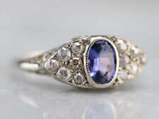 Art Deco Sapphire and Old Mine Cut Diamond Ring picture