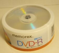 Sealed Memorex DVD-R Blank Recordable Discs 16X 4.7GB 120Min 25 Disc Spindle picture