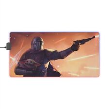 Star Wars The Mandolorian Din Djarin and Baby Yoda, Grogu - LED Gaming Mouse Pad picture