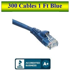 LOT of 300 Cables Snagless 1 Foot Cat5e Blue Network Ethernet Patch Cable picture